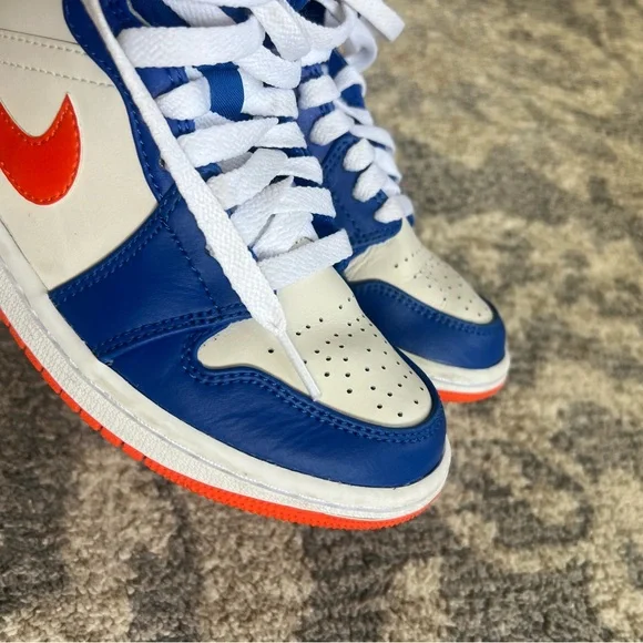 Nike Orange Blue and White Jordans - Picture 3 of 5